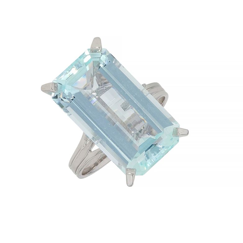 Bague aigue-marine 9.23 carats or blanc 4.77g Comme neuf -  reconditionné disponible sur Gemme Les Bijoux